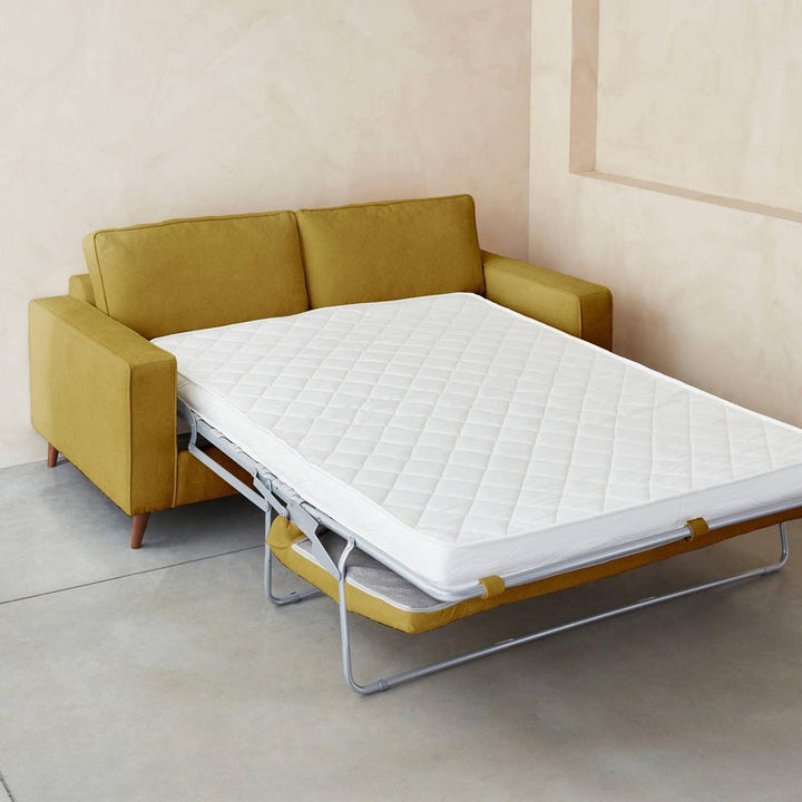 Alice'S Home - Canapé Lit 3 Places Moutarde Avec Matelas 12Cm D'Épaisseur. Fabriqué En France | Designix -     - https://designix.fr/