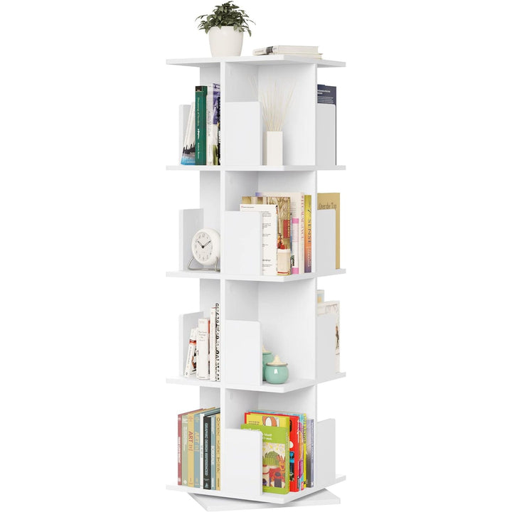 Bibliothèque Rotative 4 Niveaux En Mdf,Étagère De Sol Étagère De Bureau De Rangement 39X39X128Cm, 0040SHG | Designix - Amazon    - https://designix.fr/