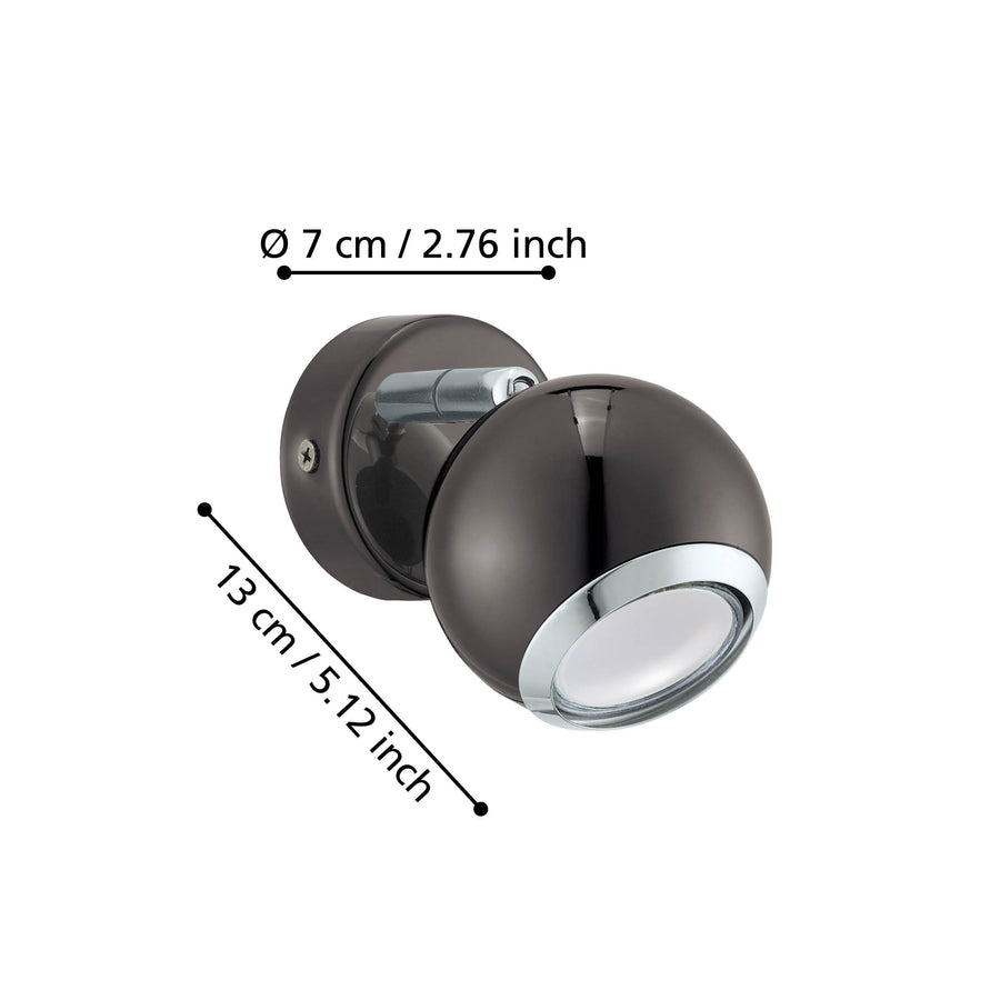 Schéma coté du luminaire : diamètre 7 cm et profondeur 13 cm indiqués