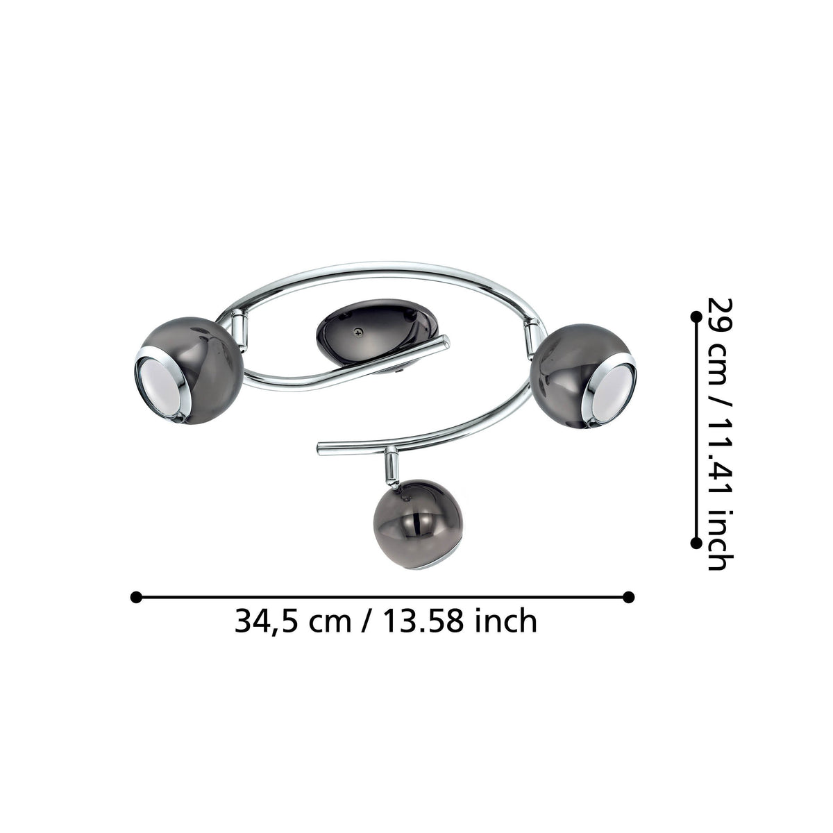 Plafonnier Bimeda nickel et noir, H 34,5 cm