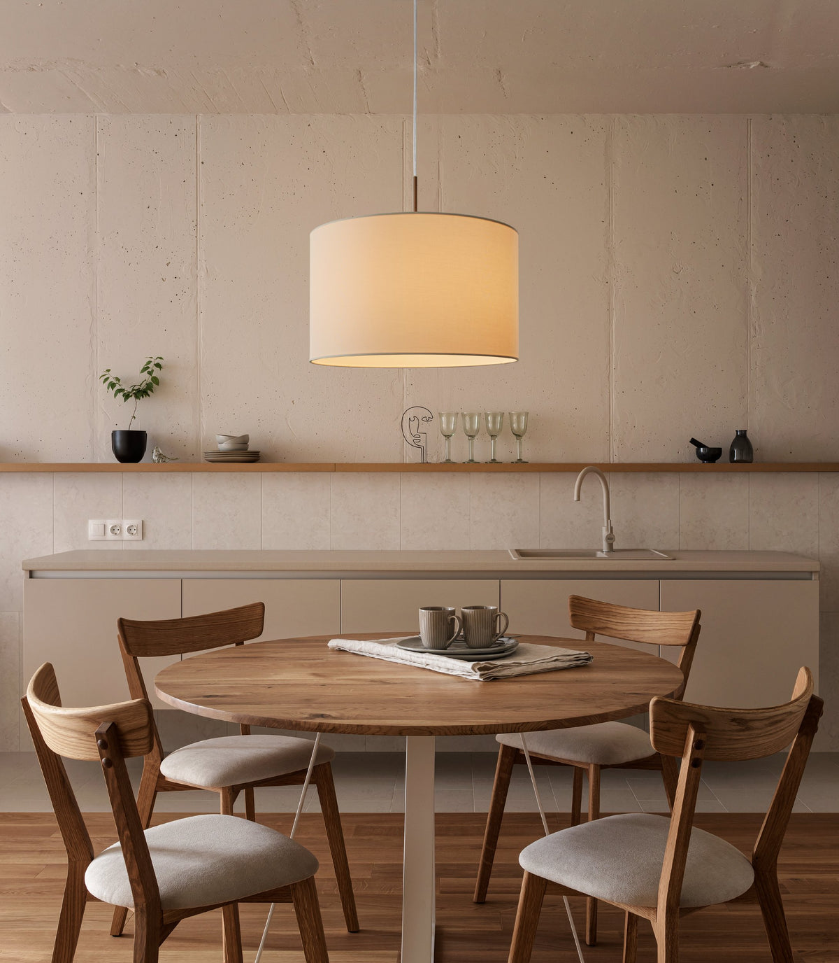 Suspension Pasteri blanche mat, tissu