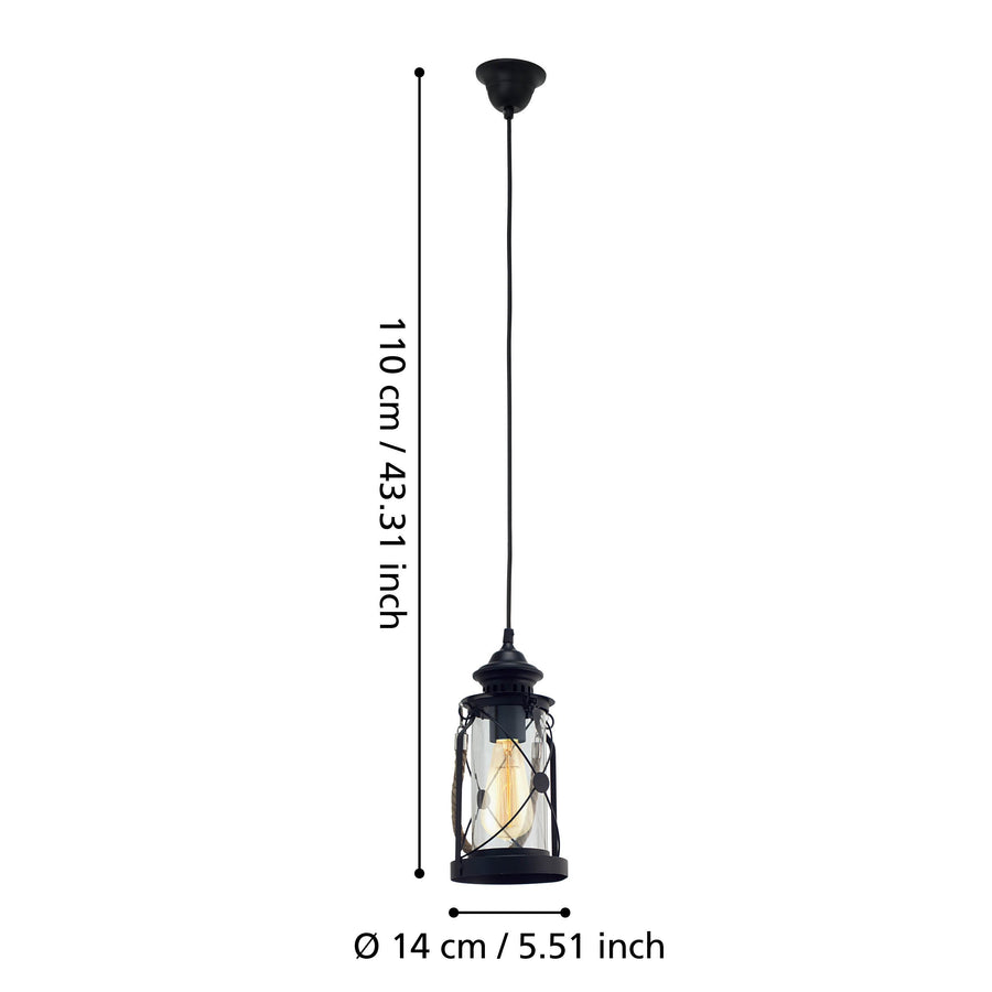 Suspension Bradford noire, verre