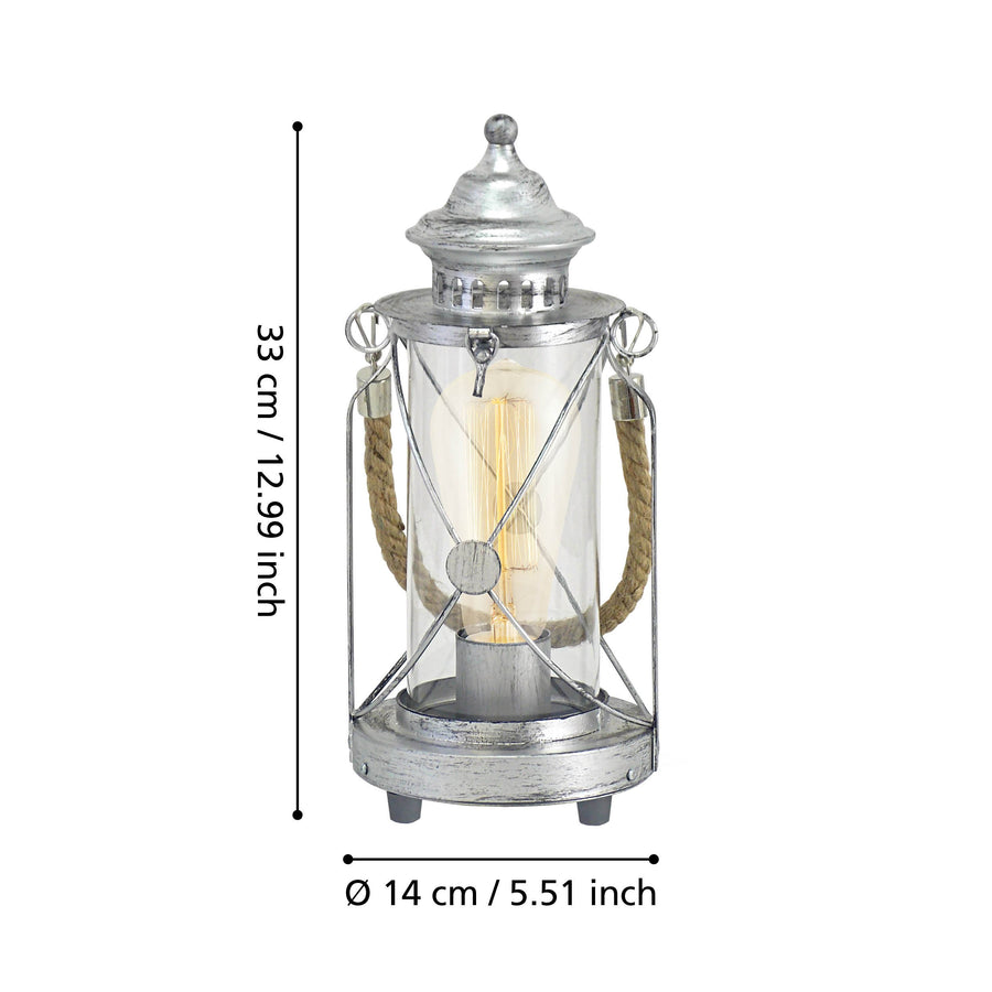 Lampe à poser Bradford argentée, verre