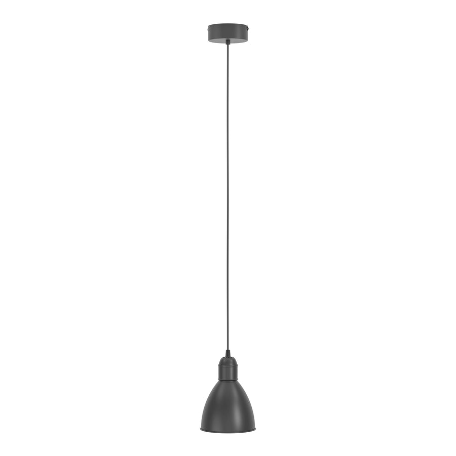 Luminaire suspendu gris anthracite présenté de profil sur fond blanc neutre