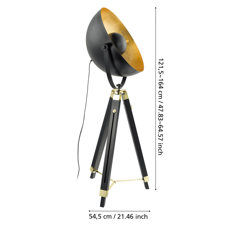Lampadaire Covaleda noir et laiton