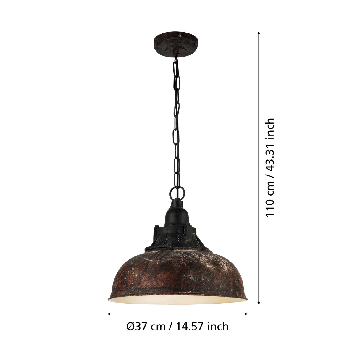 Schéma de dimensions avec hauteur totale 110 cm et diamètre 37 cm.