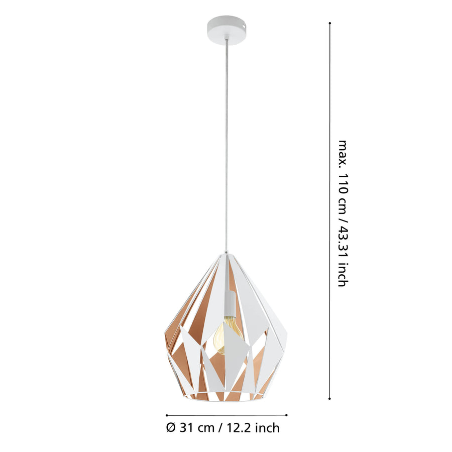 Schéma technique coté indiquant une hauteur maximale de 110 cm et un diamètre de 31 cm