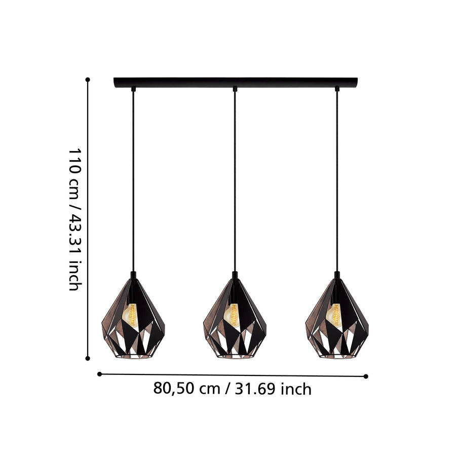 Schéma de dimensions du luminaire, hauteur 110 cm et largeur 80,50 cm