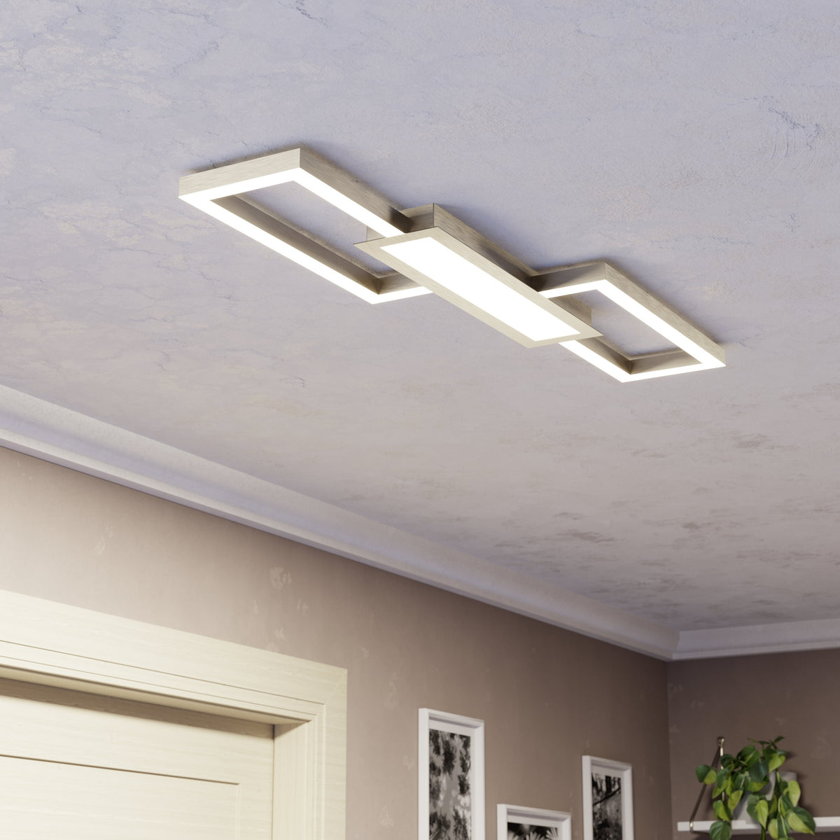 Plafonnier Fomento nickel et blanc mat
