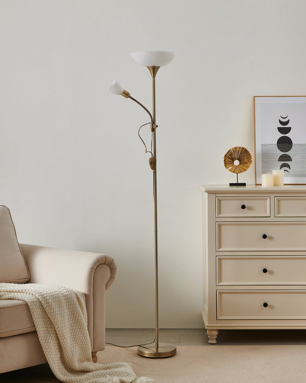 Lampadaire Up 2 blanc, verre
