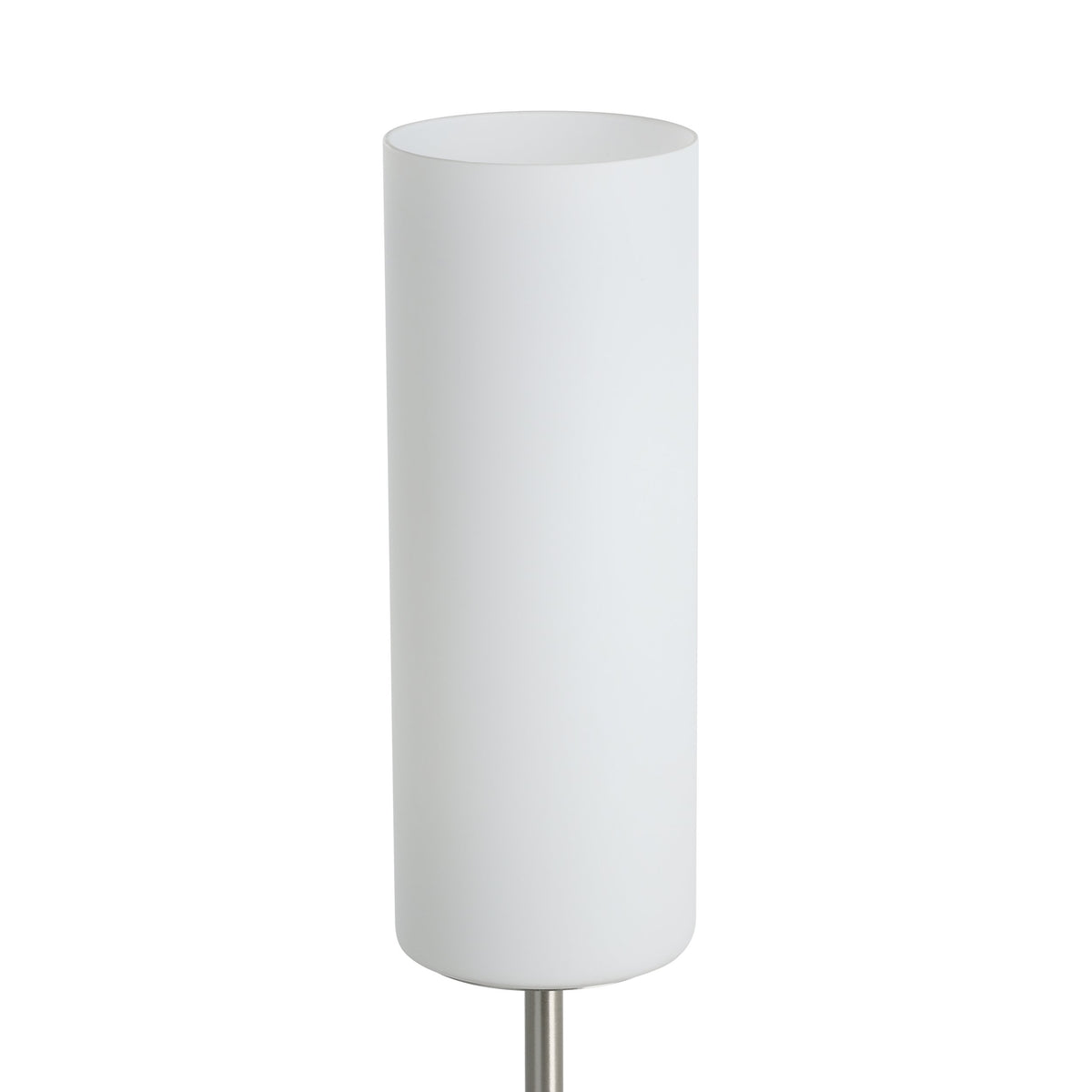 Gros plan du haut de l'abat-jour cylindrique blanc, matière translucide