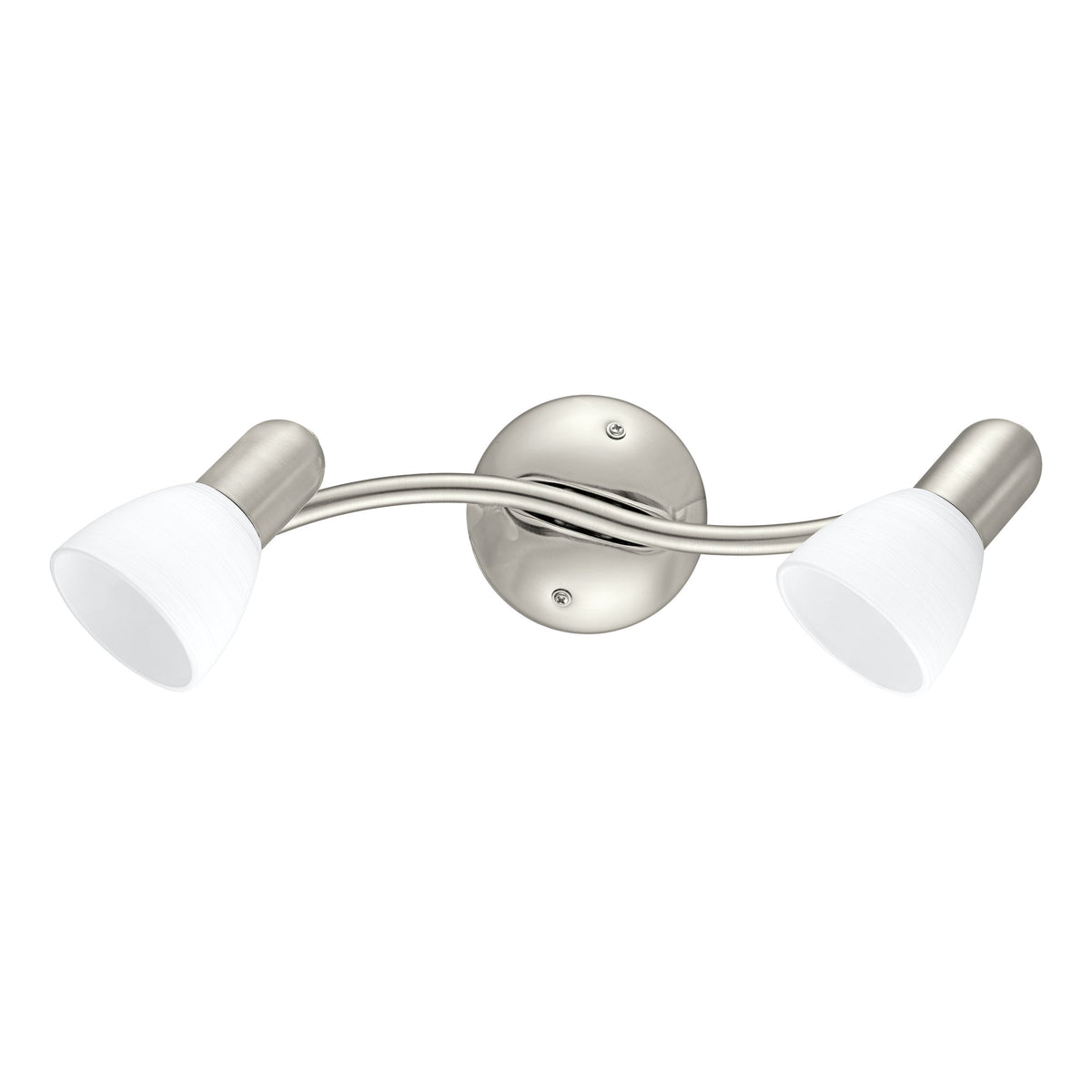 Vue de face du luminaire éteint, diffuseurs blancs orientés vers le bas
