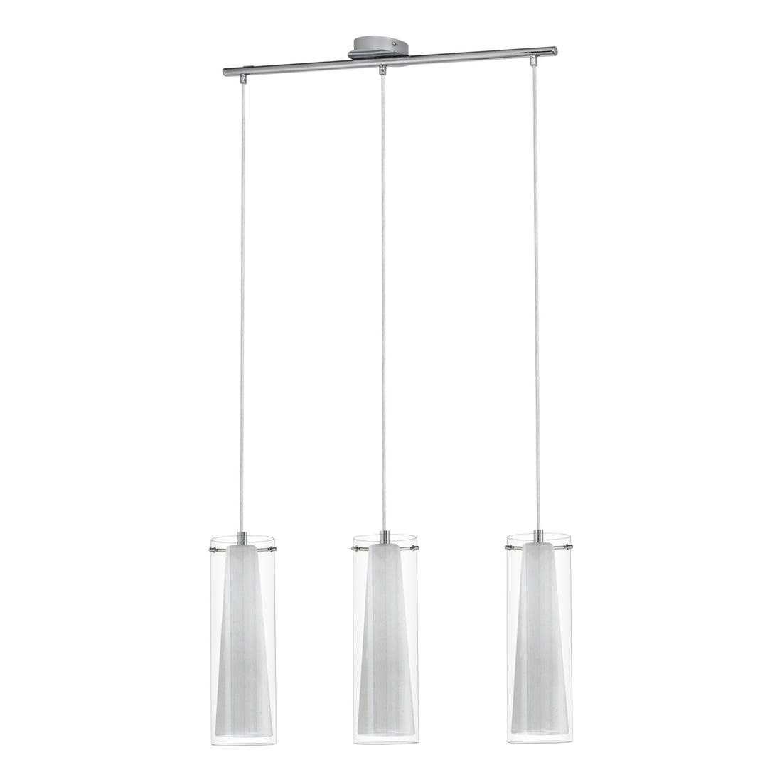 Suspension Pinto chromée, verre, H 110 cm (89833)