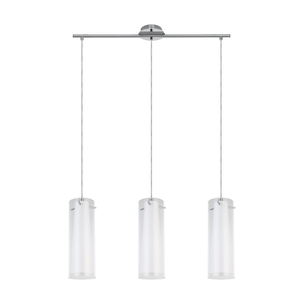 Vue de face du luminaire éteint, verre laissant voir le diffuseur intérieur conique
