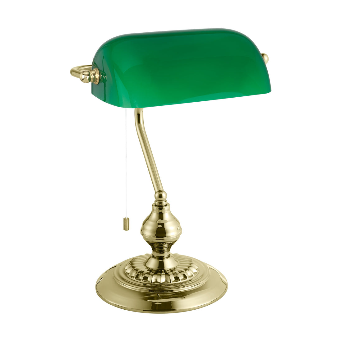 Lampe à poser Banker laiton et verte, verre