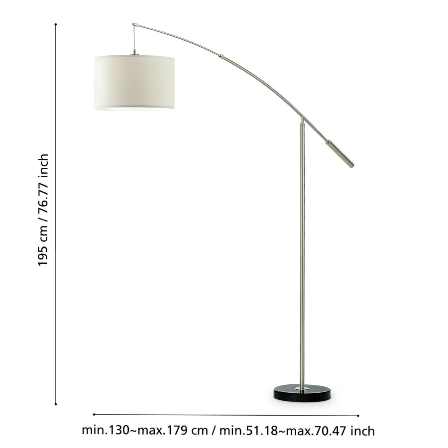 Lampadaire Nadina nickel et blanc mat