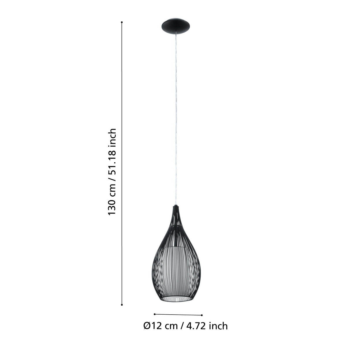Suspension Razoni noire et blanche, verre (92252)