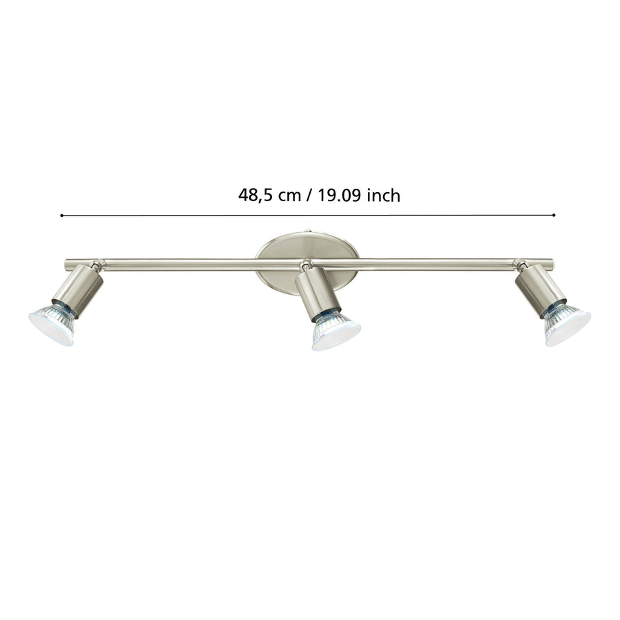 Schéma coté indiquant la longueur de 48,5 cm du luminaire