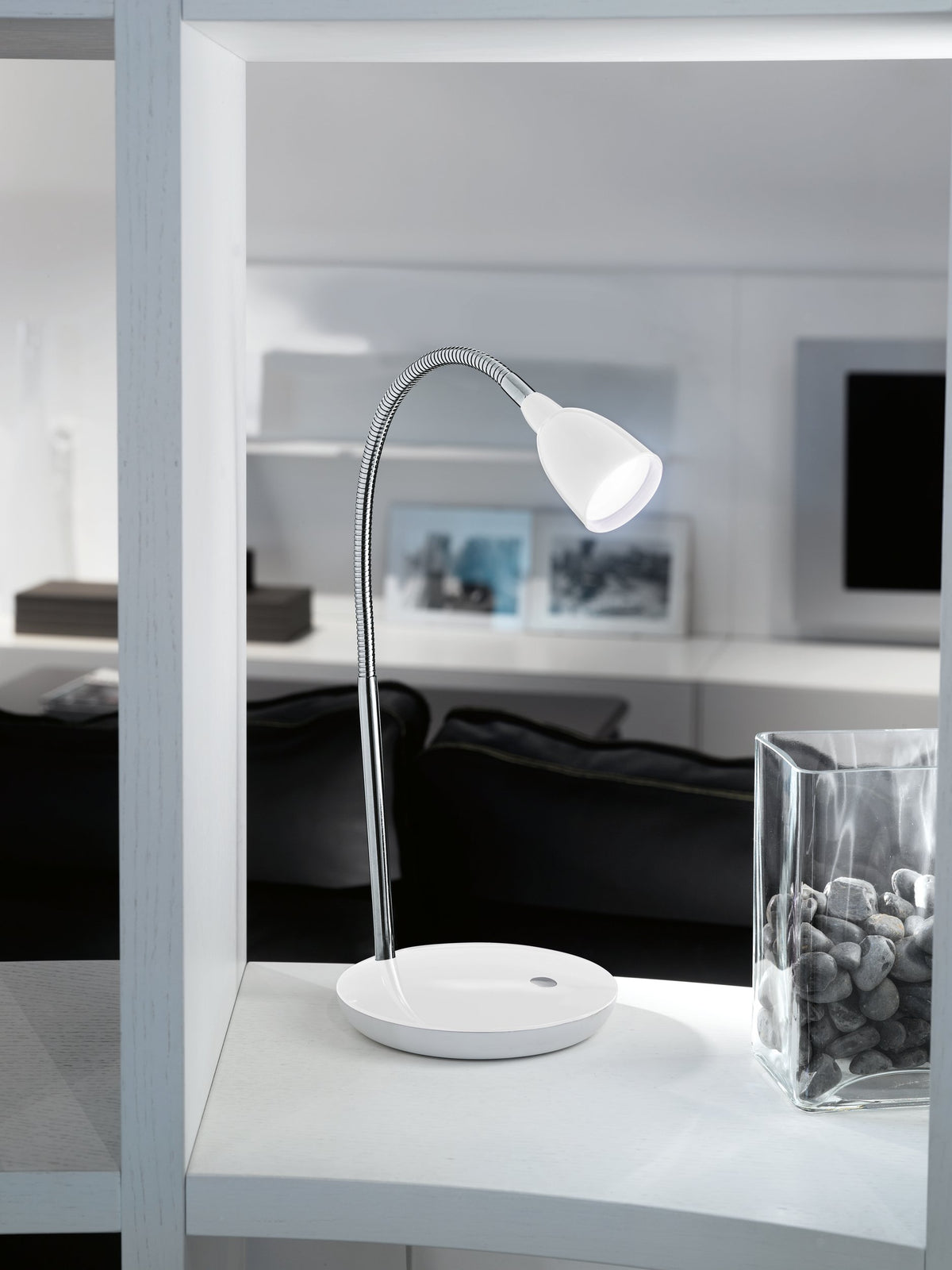 Lampe à poser Durengo blanche et chromée