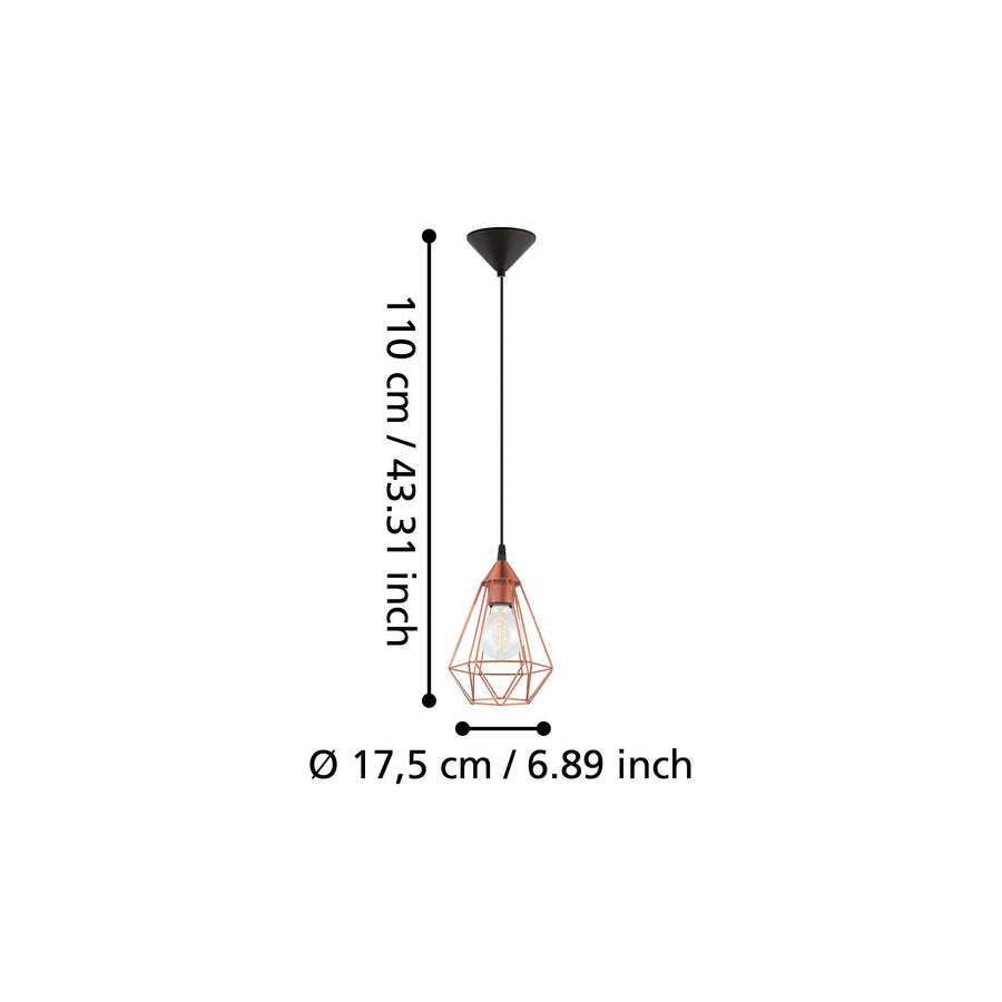 Suspension Tarbes noire et cuivrée (94193)
