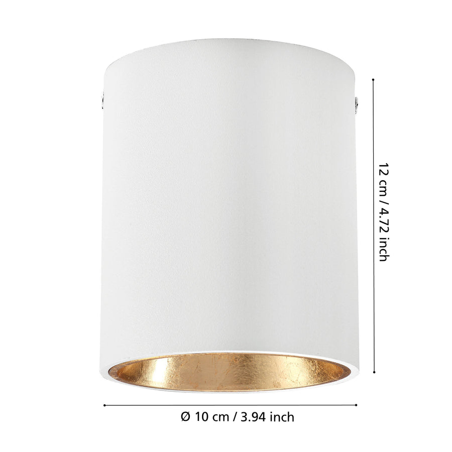 Schéma coté du plafonnier : hauteur 12 cm et diamètre 10 cm