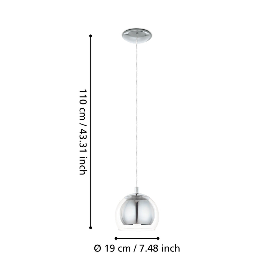 Suspension Rocamar chromée, verre (94592)