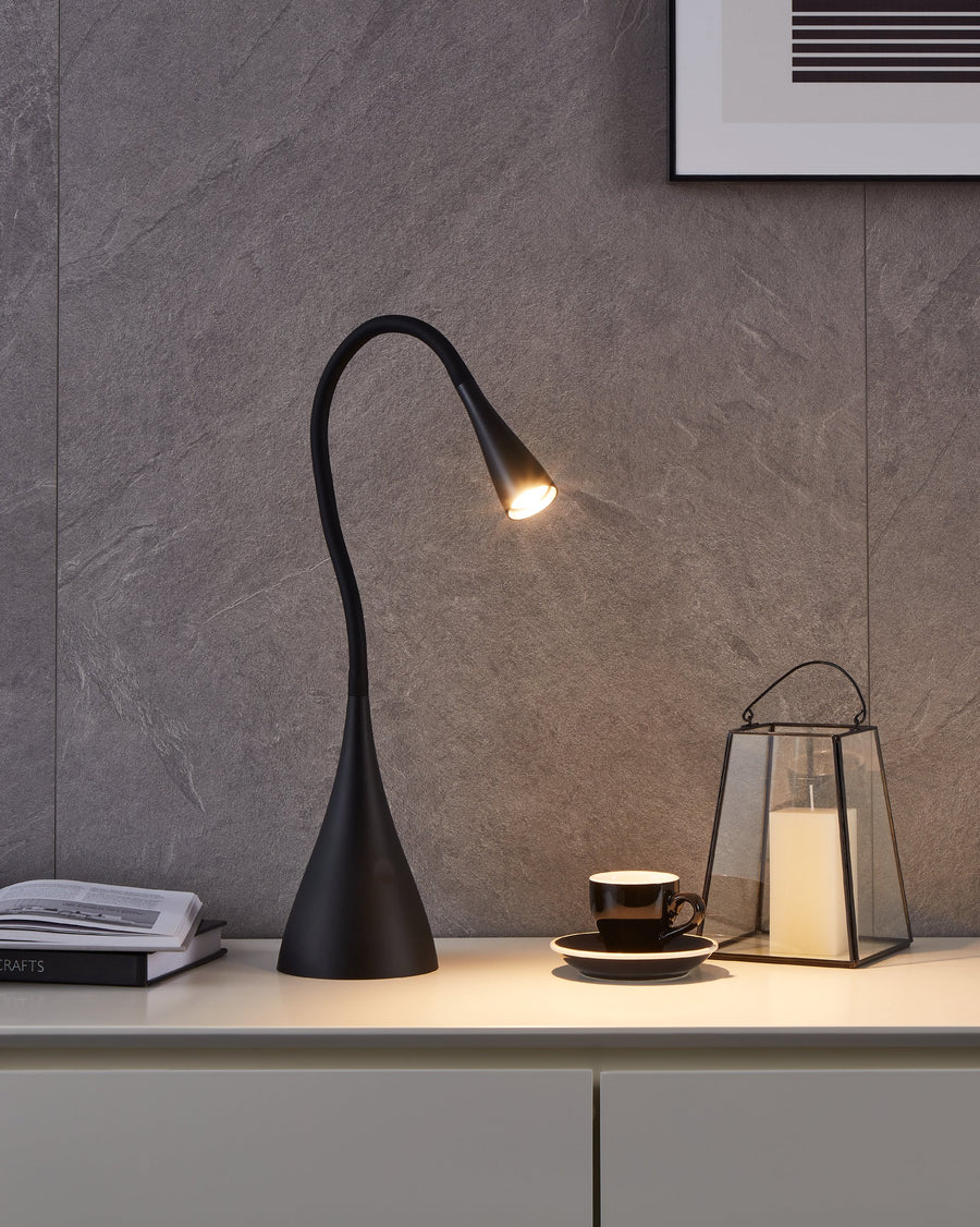 Lampe à poser Snapora aluminium et noire