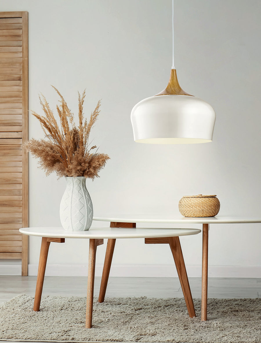 Suspension Obregon crème et bois