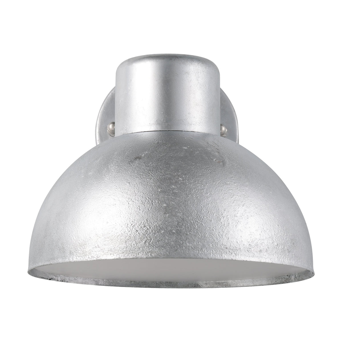 Vue frontale de l'applique avec abat-jour bombé et col cylindrique.