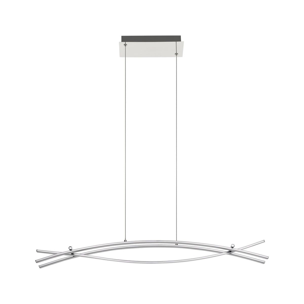 Vue de face du luminaire montrant les deux tiges et la platine