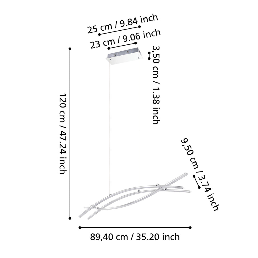 Schéma coté avec hauteur, largeur et dimensions de la platine