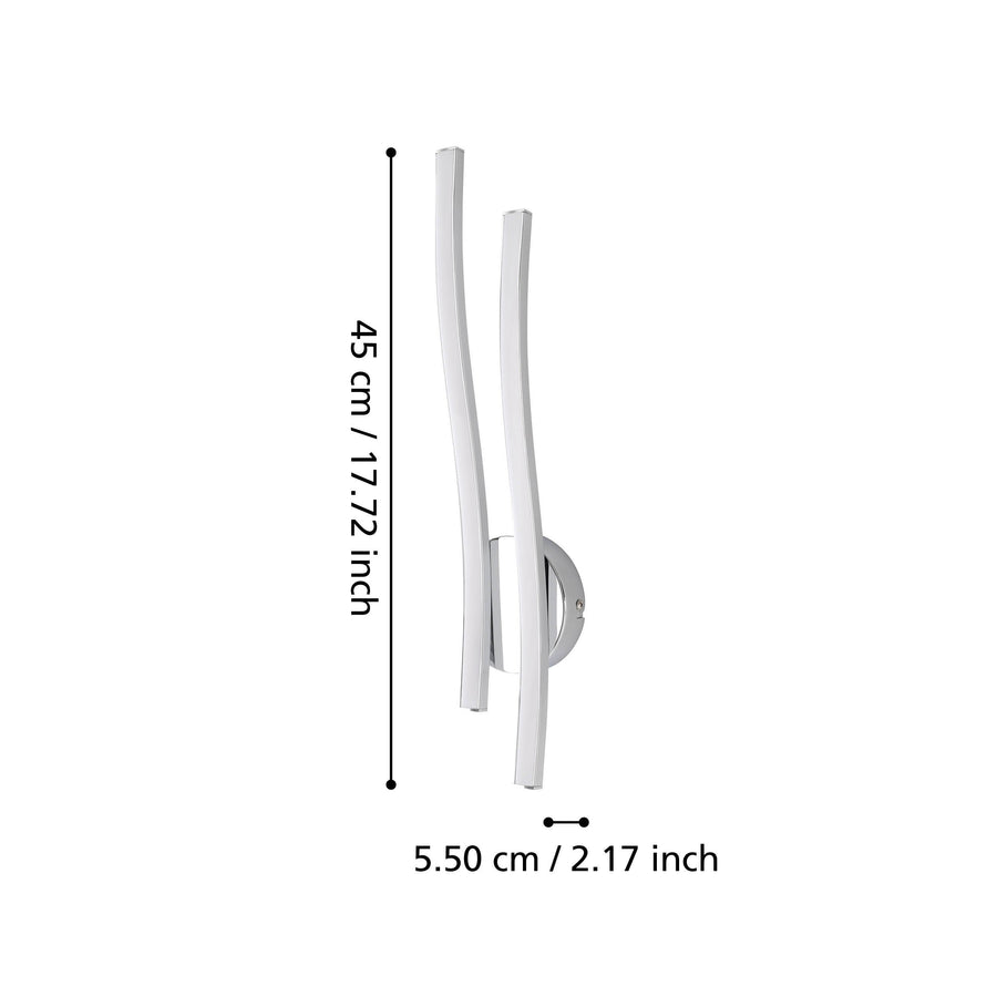 Schéma coté indiquant une hauteur de 45 cm et une profondeur de 5,5 cm