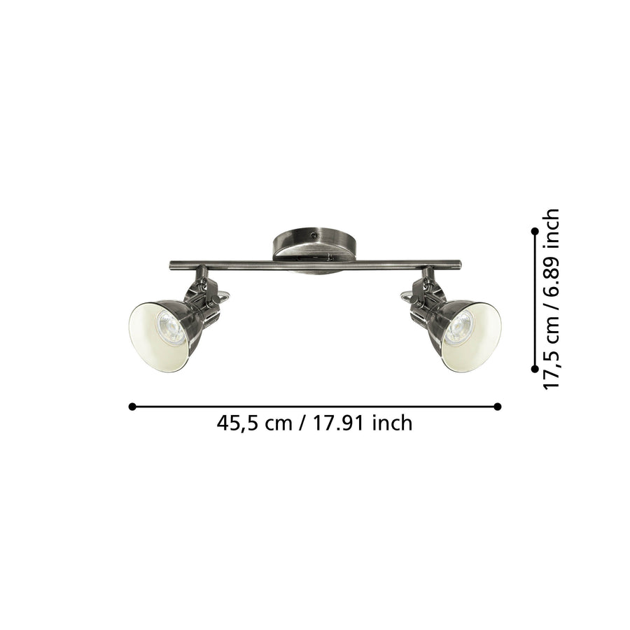 Spot Seras nickel et crème, L 37 cm