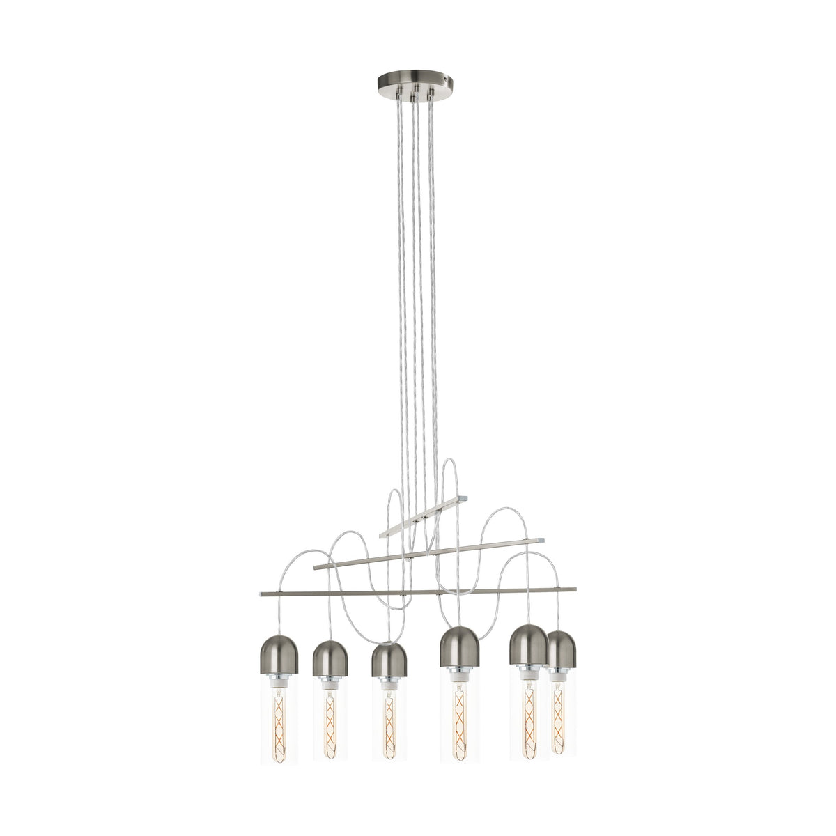 Suspension Zacharo nickel et transparente, verre