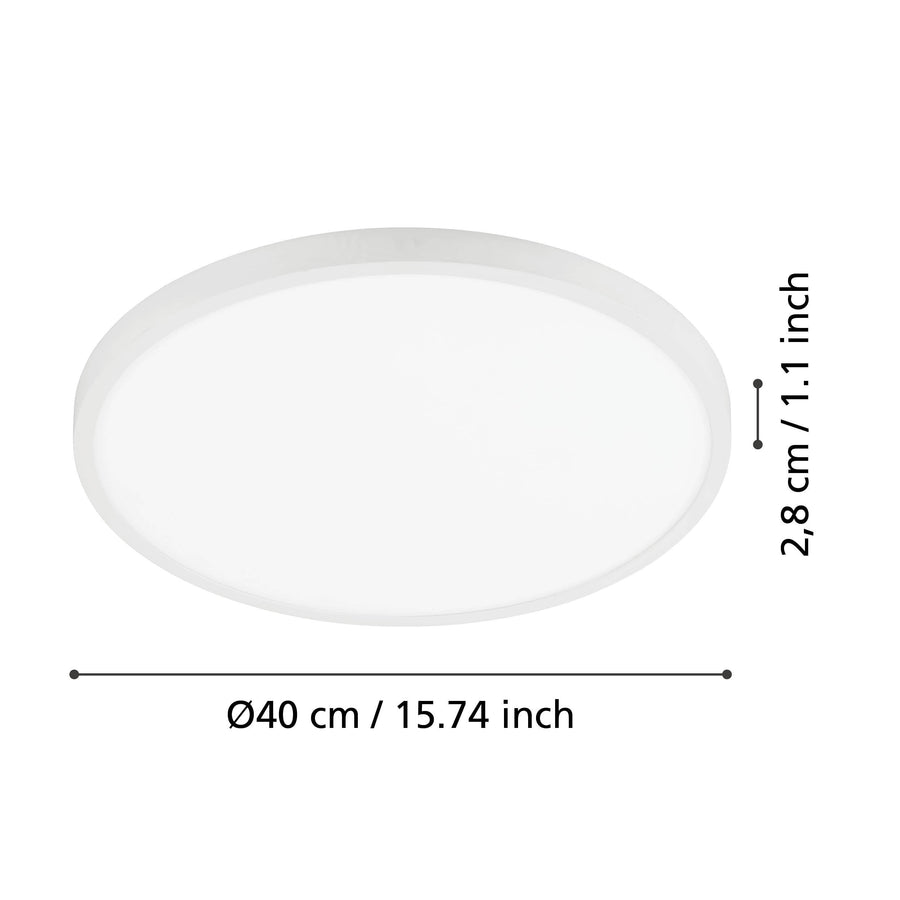 Schéma de dimensions indiquant un diamètre de 40 cm et une hauteur de 2,8 cm