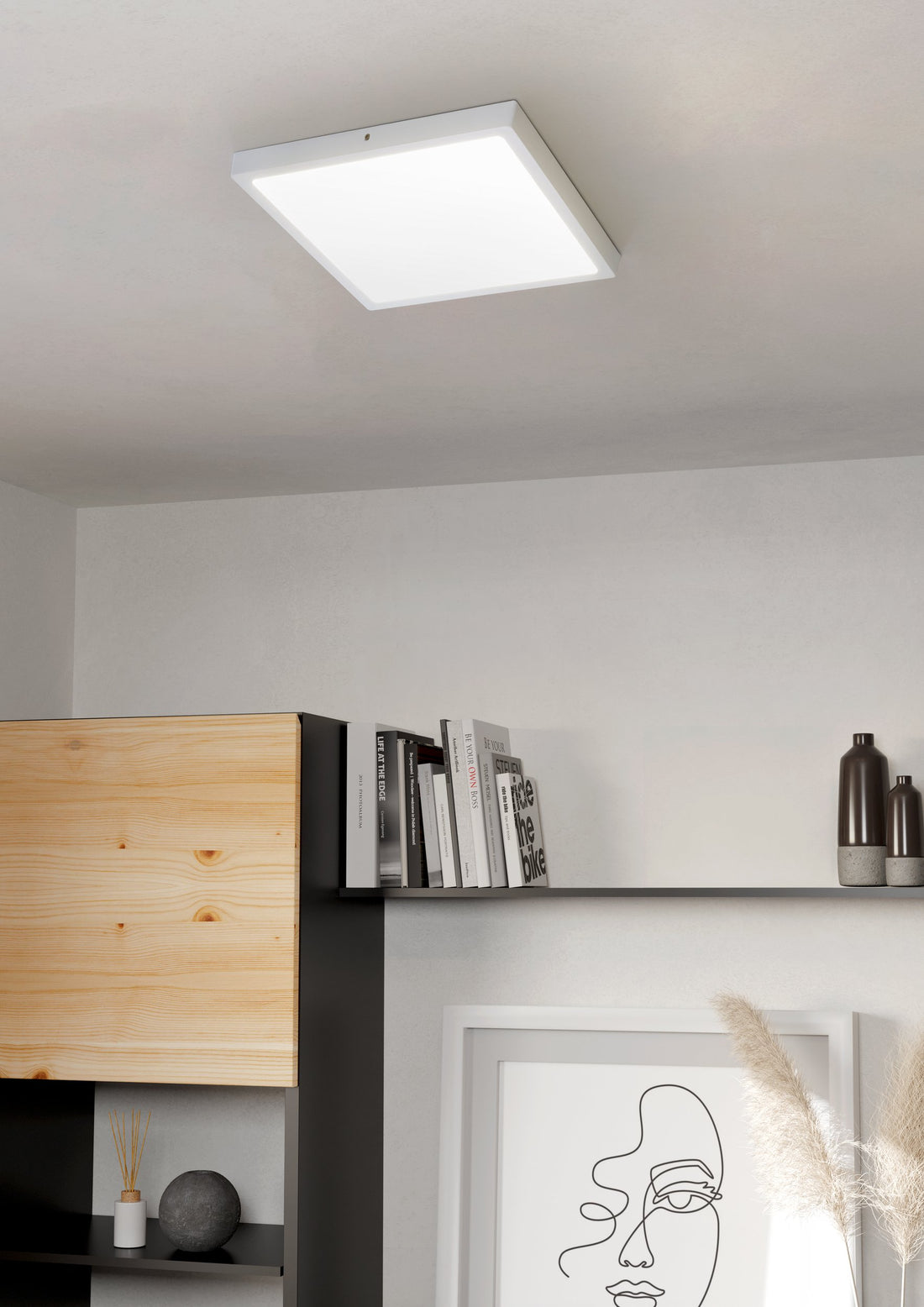 Plafonnier Fueva 1 blanc, L 40 cm