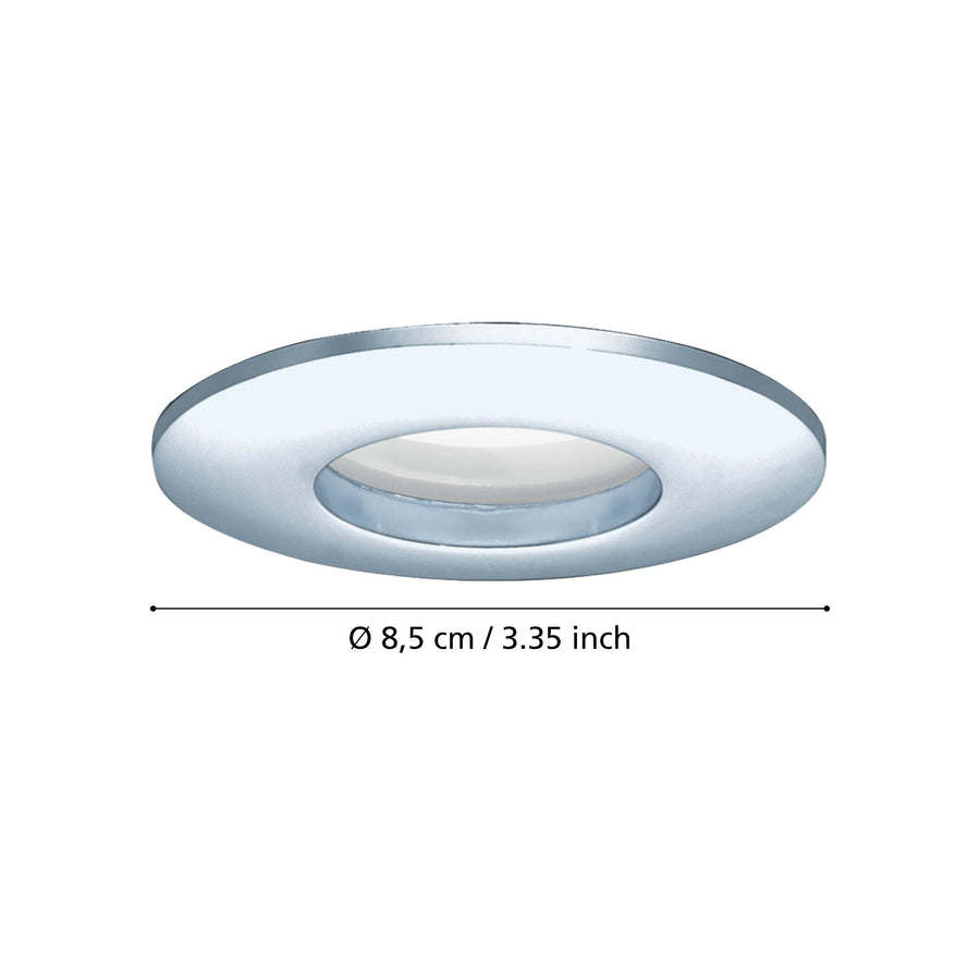 Schéma de dimensions du spot rond avec diamètre indiqué 8,5 cm.