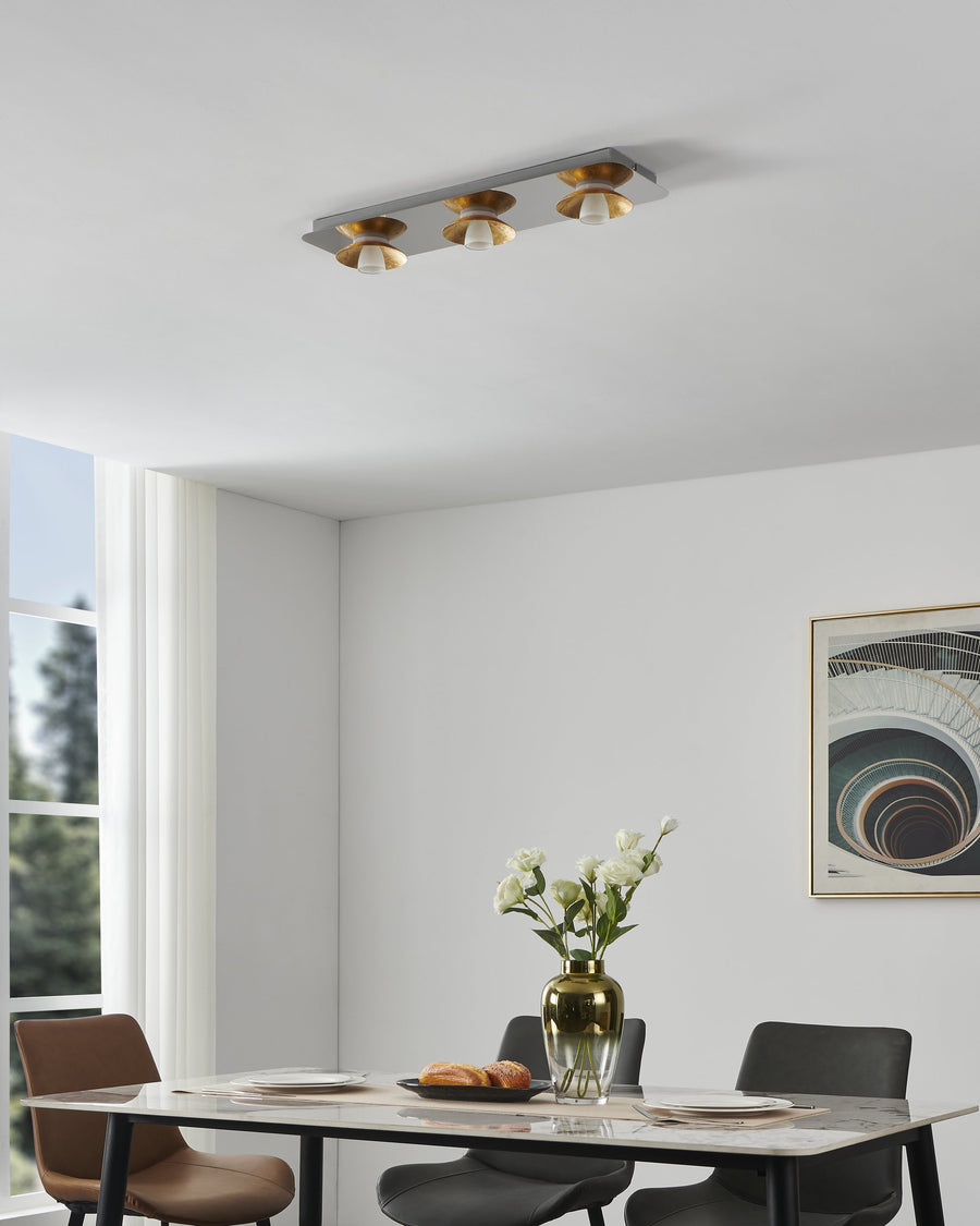 Plafonnier Torano chromé et doré, L 68 cm