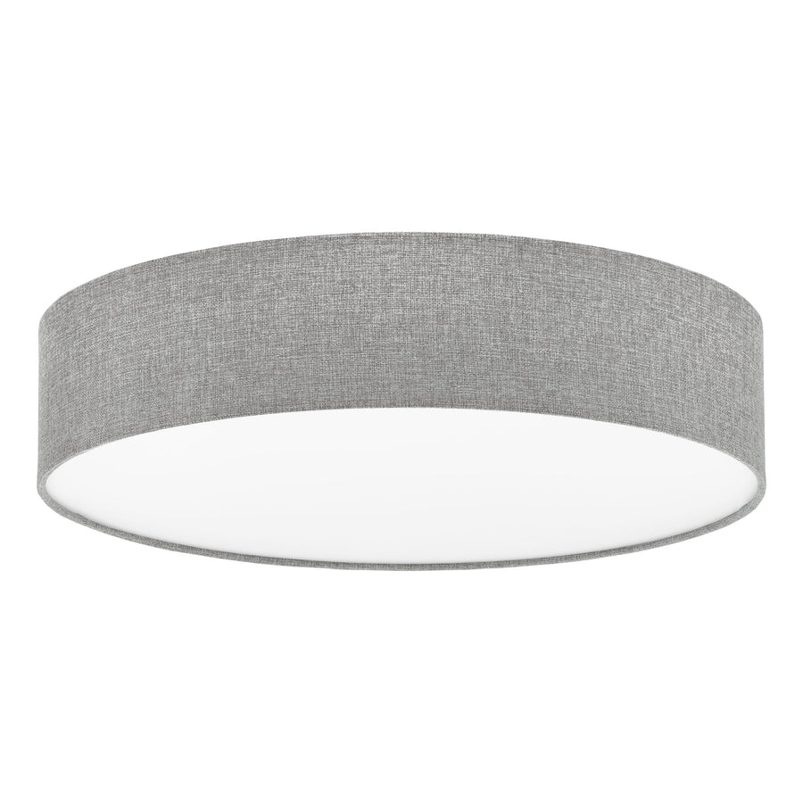 Vue de trois quarts dévoilant l'abat-jour cylindrique et le diffuseur blanc inférieur