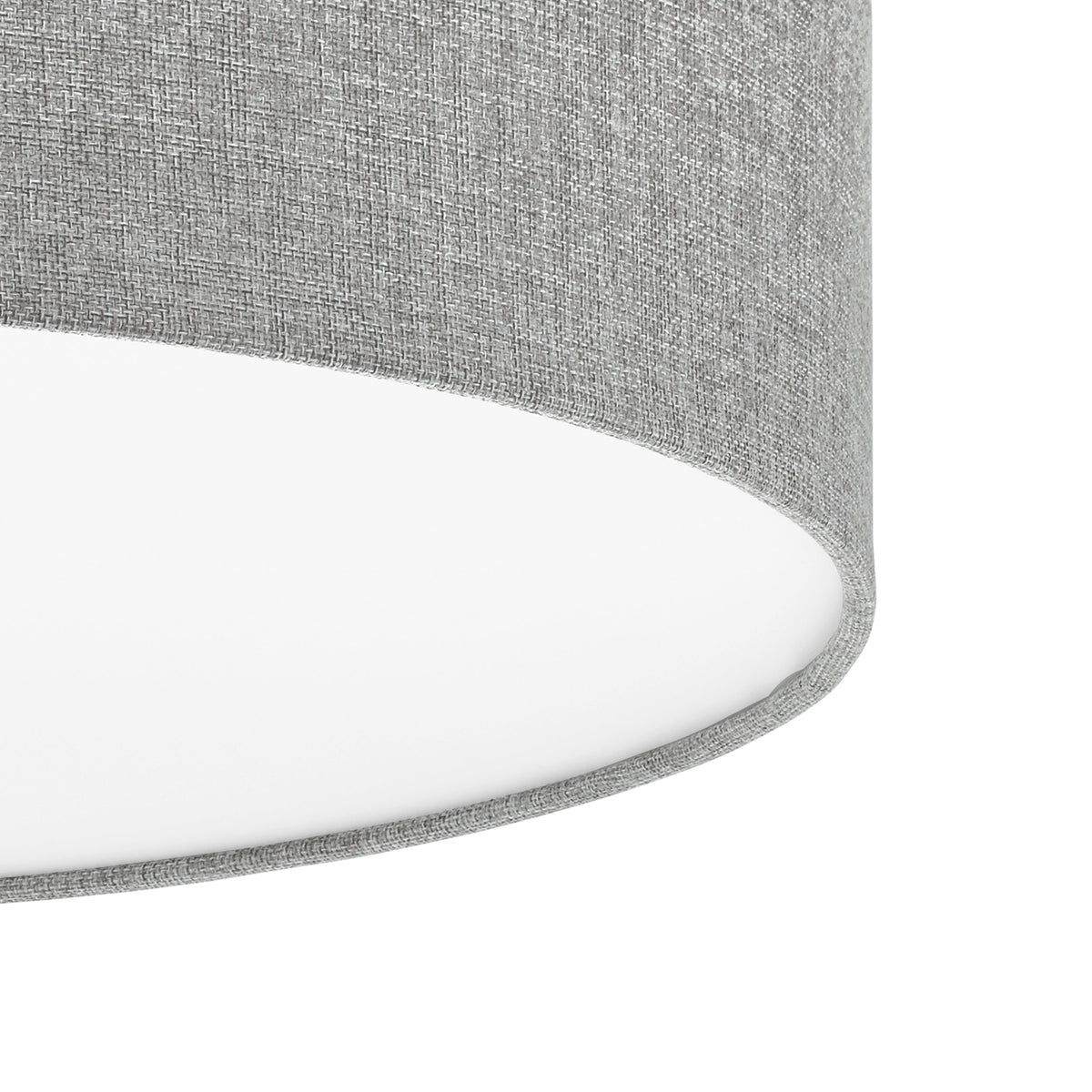 Détail rapproché de la texture tissée grise et de la bordure cousue