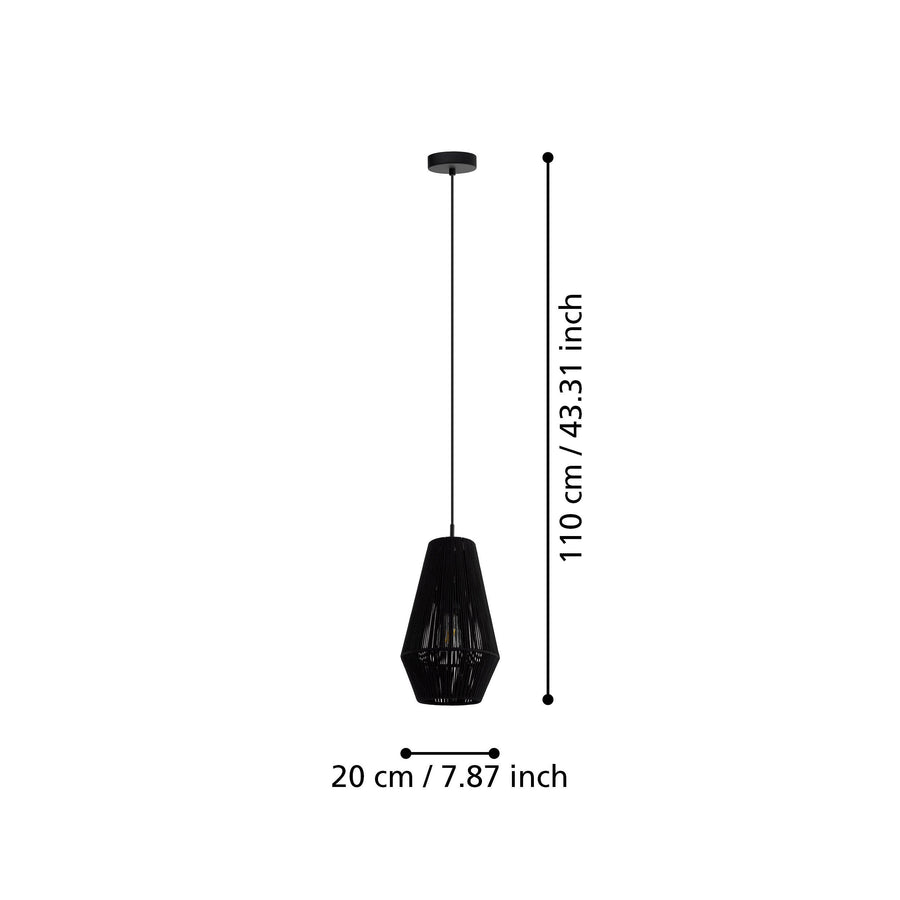 Schéma coté : hauteur 110 cm et diamètre 20 cm