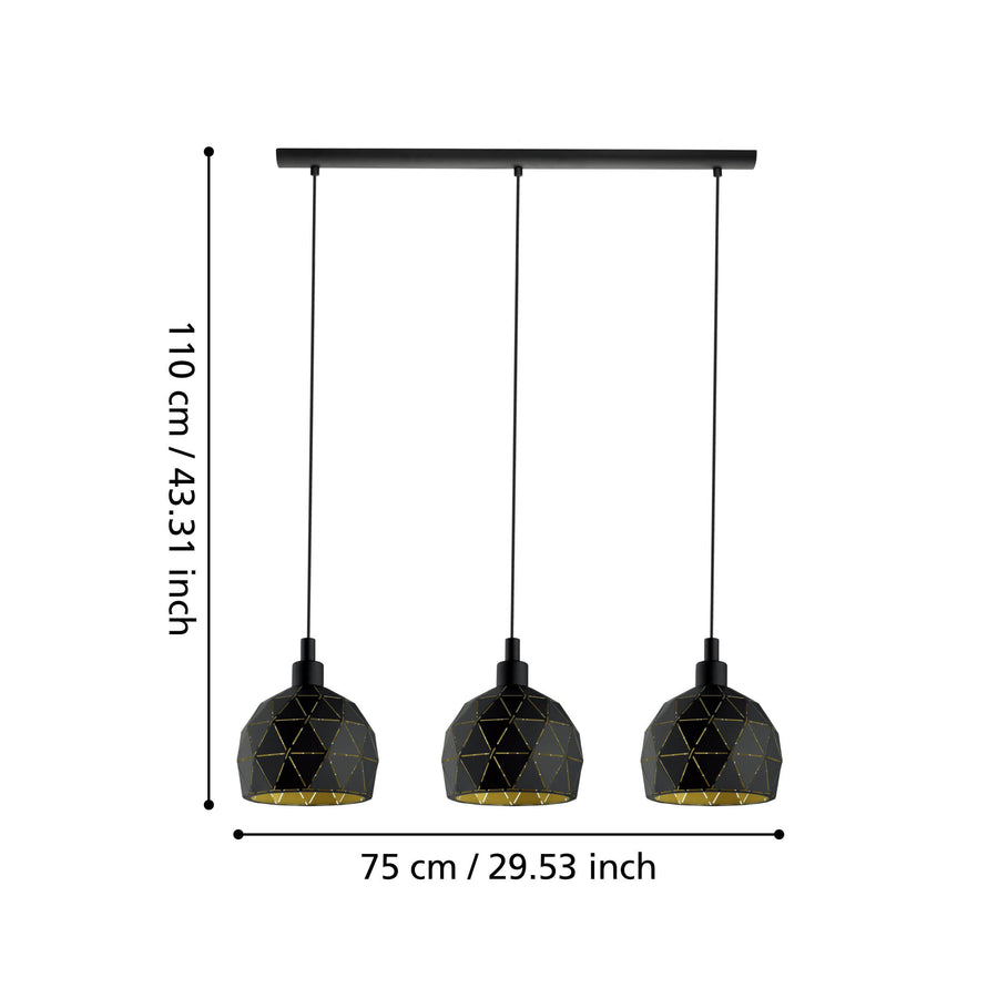 Schéma coté indiquant 110 cm de hauteur et 75 cm de largeur