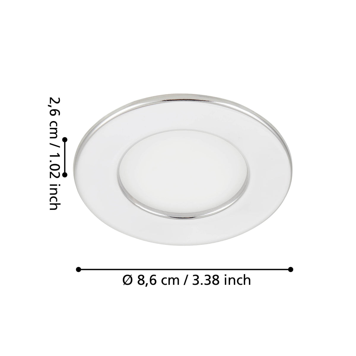 Spot encastrable Fueva 5 chromé et blanc, Ø 8,6 cm (99208)