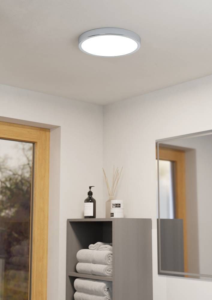 Plafonnier Fueva 5 chromé et blanc, Ø 28,5 cm (30892)