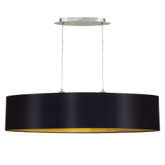 Suspension Maserlo 2 lumières noire et dorée, tissu