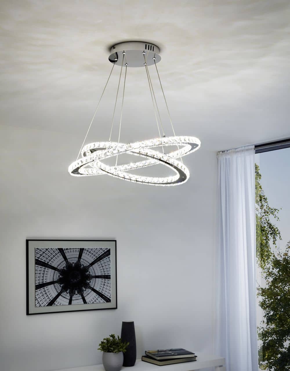 Suspension Varrazo chromée, cristal