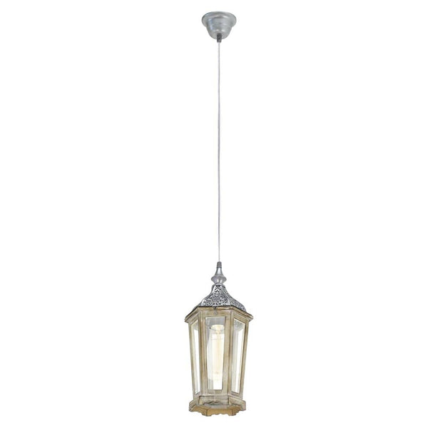 Suspension Kinghorn bois et argentée, verre