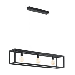 Suspension Elswick 3 lumières noire