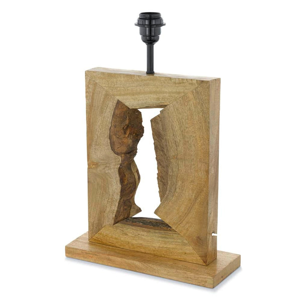 Lampe à poser Ribadeo bois et marron, H 41,5 cm