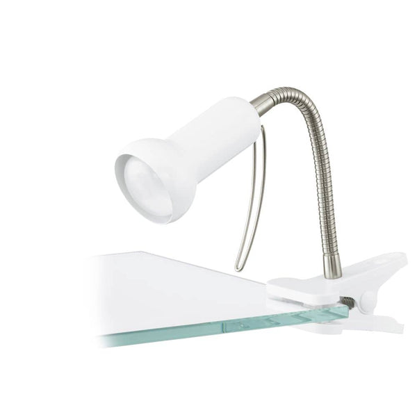 Lampe de bureau Fabio blanche et argentée